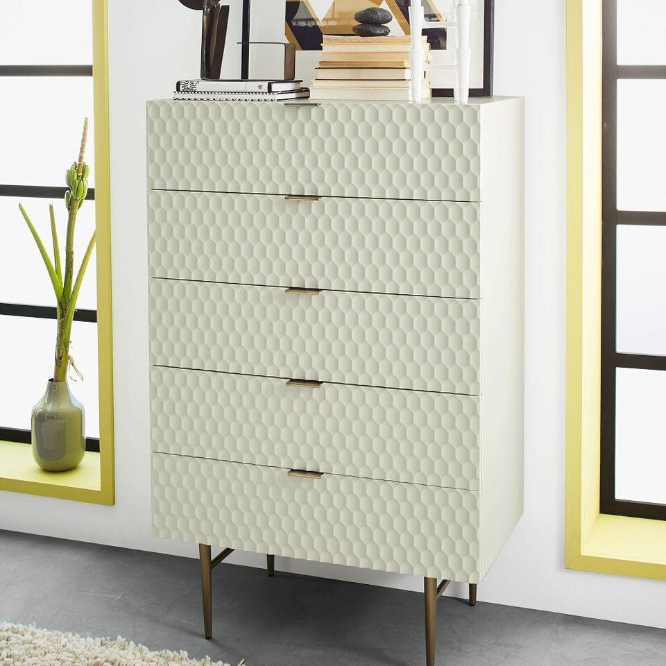 Audrey 5Drawer Dresser Parchment West Elm UK